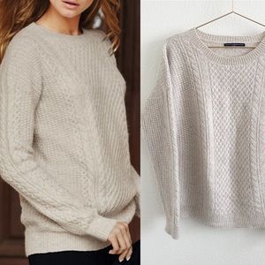 Peruvian Connection Galway Royal Alpaca Crew Fisherman Cable Knit Sweater XL